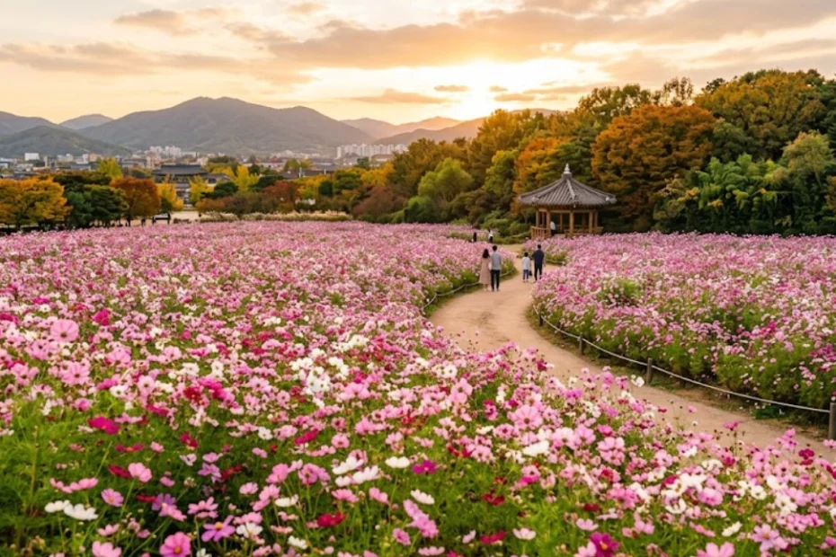 경주 황성공원, 지금 코스모스가 한창이에요