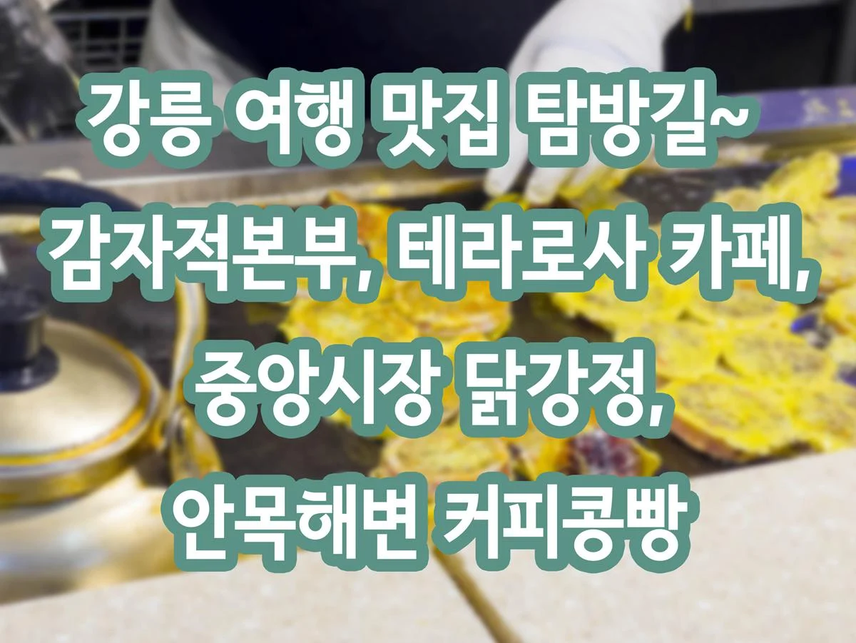 강릉 여행 맛집 탐방길~ 감자적본부,멋진 뷰 테라로사 카페,중앙시장 닭강정,안목해변 커피콩빵 img.webp